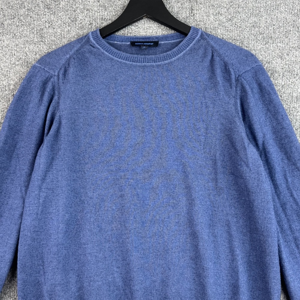 Patrick Assaraf Sweater Mens XL Blue 100% Extrafine Merino Wool Casual Crewneck - Picture 2 of 11